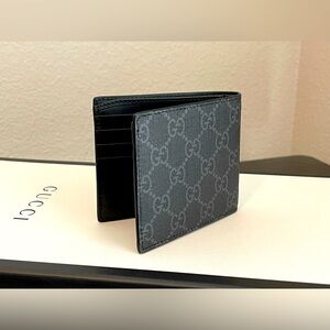 GG Supreme Monogram Rainbow Eagle Bi-Fold Wallet - Black/Grey / Multicolor